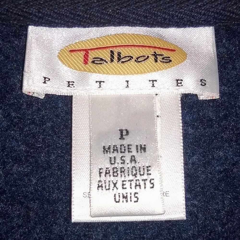 Talbots Heathered Blue Gray Petite Fleece Jacket - Picture 5 of 7